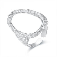 Hollow Irregular Oval Geometry Sterling Silver Adjustable Ring