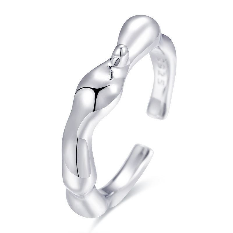 Irregular Wave 925 Sterling Silver Adjustable Ring