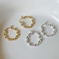 Twisted Wave 925 Sterling Silver Hoop Earrings