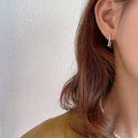 Geometric Hollow U-Shape 925 Sterling Silver Hoop Earrings