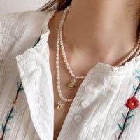 Natural Pearl Rose Flower Necklace in 925 Sterling Silver