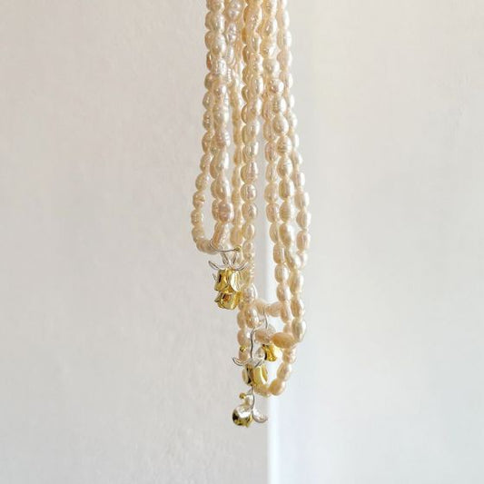 Natural Pearl Rose Flower Necklace in 925 Sterling Silver