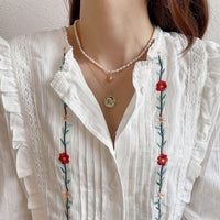Natural Pearl Rose Flower Necklace in 925 Sterling Silver