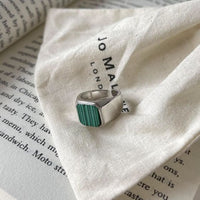 Geometry Square Green Turquoise Adjustable Ring