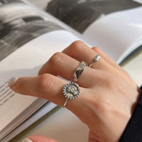 Vintage Smile Portrait Sterling Silver Adjustable Ring
