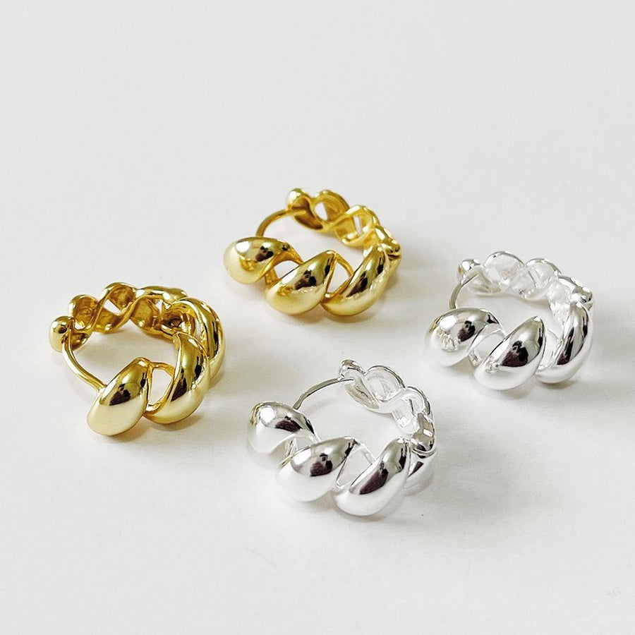 Twisted Huggie Hoop Earrings in 925 Sterling Silver