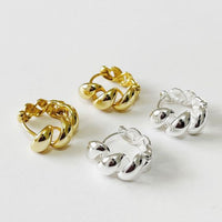 Twisted Huggie Hoop Earrings in 925 Sterling Silver