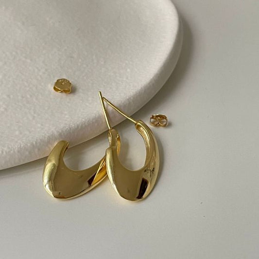 Arc U-Shape 925 Sterling Silver Hoop Earrings