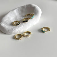 Simple Crystal Small 925 Sterling Silver Hoop Earrings