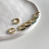 Simple Crystal Small 925 Sterling Silver Hoop Earrings