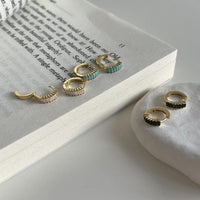 Simple Crystal Small 925 Sterling Silver Hoop Earrings