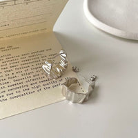 Irregular Wrinkle 925 Sterling Silver Hoop Earrings