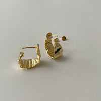 Irregular Wrinkle 925 Sterling Silver Hoop Earrings