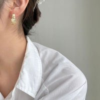 Irregular Wrinkle 925 Sterling Silver Hoop Earrings