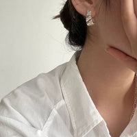 Irregular Wrinkle 925 Sterling Silver Hoop Earrings