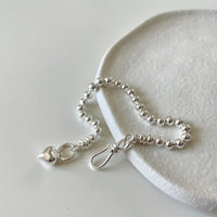 Bead Heart Adjustable Bracelet, 925 Sterling Silver