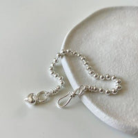 Bead Heart Adjustable Bracelet, 925 Sterling Silver