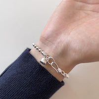 Bead Heart Adjustable Bracelet, 925 Sterling Silver