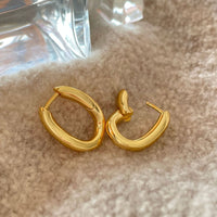 Irregular U-Shape 925 Sterling Silver Hoop Earrings