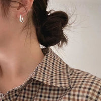 Irregular U-Shape 925 Sterling Silver Hoop Earrings