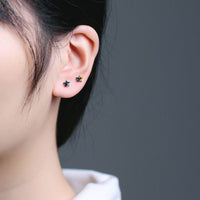 Austrian Crystal Star 925 Sterling Silver Stud Earrings