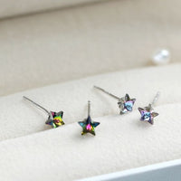 Austrian Crystal Star 925 Sterling Silver Stud Earrings