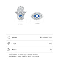 Sterling Silver Blue Eye Enamel Palm Stud Earrings