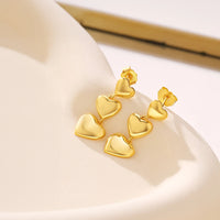 Sterling Silver Three Hearts Drop Earrings