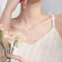 Sterling Silver Double Heart Y-Style Necklace