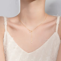 Sterling Silver Double Heart Y-Style Necklace