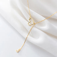 Sterling Silver Double Heart Y-Style Necklace