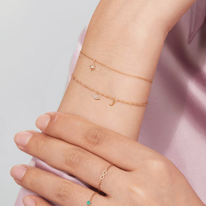 14K Solid Gold Initial Charms