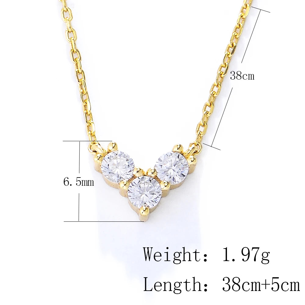 Sterling Silver Three Stone Heart Pendant Necklace