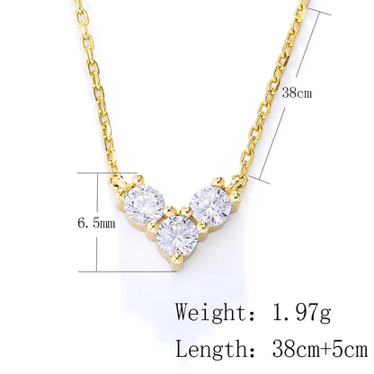 Sterling Silver Three Stone Heart Pendant Necklace