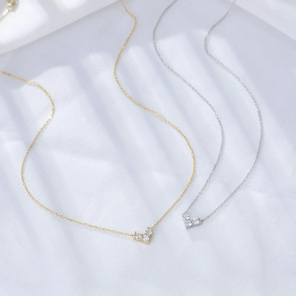 Sterling Silver Three Stone Heart Pendant Necklace