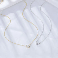 Sterling Silver Three Stone Heart Pendant Necklace