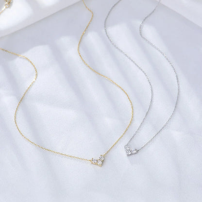 Sterling Silver Three Stone Heart Pendant Necklace