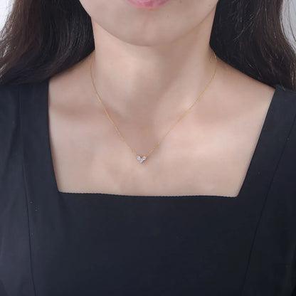 Sterling Silver Three Stone Heart Pendant Necklace