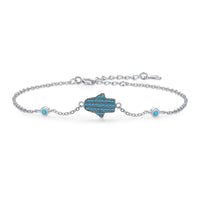 Sterling Silver Turquoise Evil Eye Hamsa Bracelet