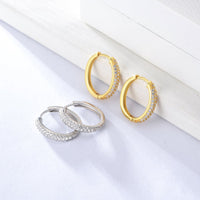 Gold Plated Sterling Silver Cubic Zirconia Hoop Earrings