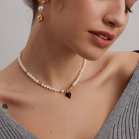 Gold Plated Freshwater Pearl Love Necklace