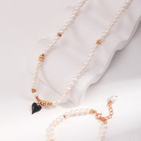 Gold Plated Freshwater Pearl Love Necklace