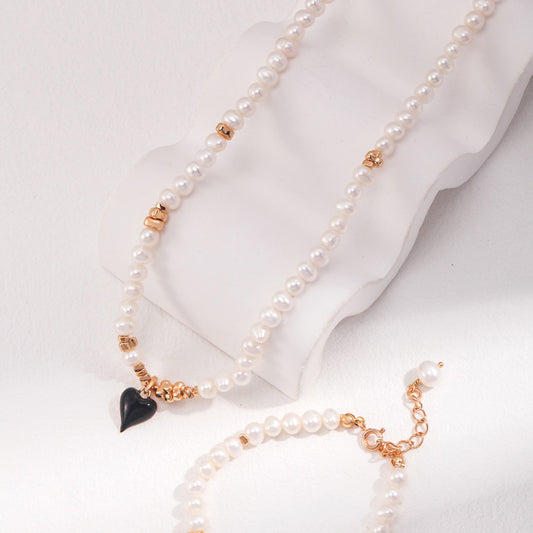 Gold Plated Freshwater Pearl Love Necklace