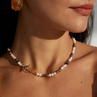 Sterling Silver Tiger Eye and Pearl Necklace