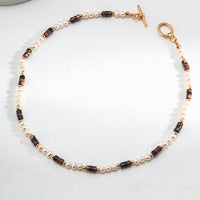 Sterling Silver Tiger Eye and Pearl Necklace