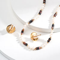 Sterling Silver Tiger Eye and Pearl Necklace