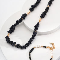 Natural Blue Sandstone Necklace in Sterling Silver
