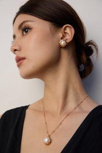Gold Plated Sterling Silver Natural Freshwater Pearl Earrings