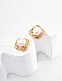 Gold Plated Sterling Silver Natural Freshwater Pearl Earrings