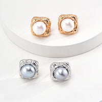 Gold Plated Sterling Silver Natural Freshwater Pearl Earrings